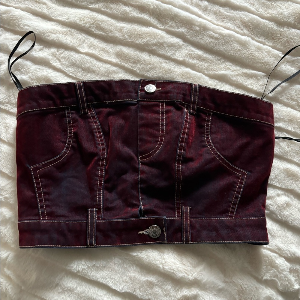 Forever 21 Red Velvet Denim Top